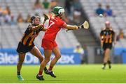 9 July 2023; Izzy O'Regan of Cork in action against Katie Power of Kilkenny during the All-Ireland Senior Camogie Championship quarter-final match between Cork and Kilkenny at Croke Park in Dublin. Photo by John Sheridan/Sportsfile