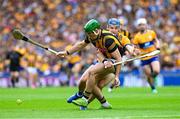 9 July 2023; Eoin Cody of Kilkenny is tackled by Rory Hayes of Clare during the GAA Hurling All-Ireland Senior Championship semi-final match between Kilkenny and Clare at Croke Park in Dublin. Photo by Ray McManus/Sportsfile