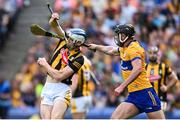 9 July 2023; Huw Lawlor of Kilkenny is tackled by Cathal Malone of Clare during the GAA Hurling All-Ireland Senior Championship semi-final match between Kilkenny and Clare at Croke Park in Dublin. Photo by Brendan Moran/Sportsfile