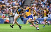 9 July 2023; Huw Lawlor of Kilkenny is tackled by Cathal Malone of Clare during the GAA Hurling All-Ireland Senior Championship semi-final match between Kilkenny and Clare at Croke Park in Dublin. Photo by Brendan Moran/Sportsfile