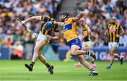 9 July 2023; Huw Lawlor of Kilkenny is tackled by Cathal Malone of Clare during the GAA Hurling All-Ireland Senior Championship semi-final match between Kilkenny and Clare at Croke Park in Dublin. Photo by Brendan Moran/Sportsfile