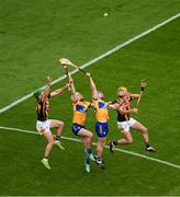 9 July 2023; Eoin Cody, left, and Billy Ryan of Kilkenny in action against Adam Hogan, left, and Seadna Morey of Clare during the GAA Hurling All-Ireland Senior Championship semi-final match between Kilkenny and Clare at Croke Park in Dublin. Photo by Daire Brennan/Sportsfile