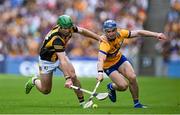 9 July 2023; Eoin Cody of Kilkenny and Adam Hogan of Clare contest a loose ball during the GAA Hurling All-Ireland Senior Championship semi-final match between Kilkenny and Clare at Croke Park in Dublin. Photo by Brendan Moran/Sportsfile
