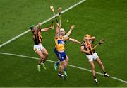 9 July 2023; Eoin Cody, left, and Billy Ryan of Kilkenny in action against Adam Hogan, left, and Seadna Morey of Clare during the GAA Hurling All-Ireland Senior Championship semi-final match between Kilkenny and Clare at Croke Park in Dublin. Photo by Daire Brennan/Sportsfile