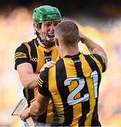 9 July 2023; Eoin Cody, left, and Alan Murphy of Kilkenny celebrate victory at the final whistle of the GAA Hurling All-Ireland Senior Championship semi-final match between Kilkenny and Clare at Croke Park in Dublin. Photo by Brendan Moran/Sportsfile