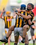 9 July 2023; Mikey Butler, right, and teammate TJ Reid of Kilkenny celebrate victory at the final whistle of the GAA Hurling All-Ireland Senior Championship semi-final match between Kilkenny and Clare at Croke Park in Dublin. Photo by Brendan Moran/Sportsfile