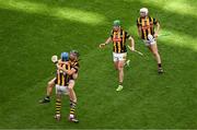 9 July 2023; Kilkenny players, left to right, TJ Reid, Mikey Butler, Eoin Cody, and Cian Kenny, celebrate after the GAA Hurling All-Ireland Senior Championship semi-final match between Kilkenny and Clare at Croke Park in Dublin. Photo by Daire Brennan/Sportsfile
