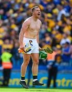 9 July 2023; Kilkenny goalkeeper Eoin Murphy celebrates, towards the Kilkenny supporters on Hill 16, after the GAA Hurling All-Ireland Senior Championship semi-final match between Kilkenny and Clare at Croke Park in Dublin. Photo by Ray McManus/Sportsfile