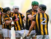 9 July 2023; Eoin Cody, second from right, and Mikey Butler of Kilkenny celebrate victory at the final whistle of the GAA Hurling All-Ireland Senior Championship semi-final match between Kilkenny and Clare at Croke Park in Dublin. Photo by Brendan Moran/Sportsfile