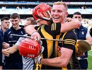 9 July 2023; Kilkenny players Adrian Mullen, right, and Cillian Buckley celebrate after their side's victory in the GAA Hurling All-Ireland Senior Championship semi-final match between Kilkenny and Clare at Croke Park in Dublin. Photo by Piaras Ó Mídheach/Sportsfile