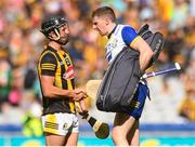 9 July 2023; Mikey Butler of Kilkenny and Clare goalkeeper Eibhear Quilligan shake hands the GAA Hurling All-Ireland Senior Championship semi-final match between Kilkenny and Clare at Croke Park in Dublin. Photo by John Sheridan/Sportsfile