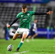 9 July 2023; Sam Prendergast of Ireland kicks a conversion during the U20 Rugby World Cup semi-final match between Ireland and South Africa at Athlone Sports Stadium in Cape Town, South Africa. Photo by Shaun Roy/Sportsfile