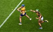 9 July 2023; Shane O'Donnell of Clare in action against Paddy Deegan of Kilkenny during the GAA Hurling All-Ireland Senior Championship semi-final match between Kilkenny and Clare at Croke Park in Dublin. Photo by Daire Brennan/Sportsfile