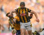 9 July 2023; Walter Walsh of Kilkenny is tackled by John Conlon of Clare during the GAA Hurling All-Ireland Senior Championship semi-final match between Kilkenny and Clare at Croke Park in Dublin. Photo by John Sheridan/Sportsfile