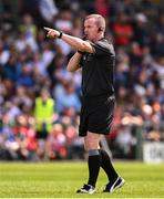 9 July 2023; Referee Seán Lonergan during the Electric Ireland GAA Football All-Ireland Minor Championship final match between Derry and Monaghan at Box-IT Athletic Grounds in Armagh. Photo by Ramsey Cardy/Sportsfile