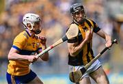 9 July 2023; Tom Phelan of Kilkenny in action against Adam Hogan of Clare during the GAA Hurling All-Ireland Senior Championship semi-final match between Kilkenny and Clare at Croke Park in Dublin. Photo by Piaras Ó Mídheach/Sportsfile