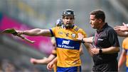 9 July 2023; Tony Kelly of Clare with referee Colm Lyons during the GAA Hurling All-Ireland Senior Championship semi-final match between Kilkenny and Clare at Croke Park in Dublin. Photo by Piaras Ó Mídheach/Sportsfile