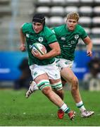 9 July 2023; Ruadhan Quinn, left, and Hugh Gavin of Ireland during the U20 Rugby World Cup semi-final match between Ireland and South Africa at Athlone Sports Stadium in Cape Town, South Africa. Photo by Shaun Roy/Sportsfile