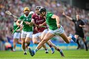 8 July 2023; Gearóid Hegarty of Limerick in action against Pádraic Mannion of Galway during the GAA Hurling All-Ireland Senior Championship semi-final match between Limerick and Galway at Croke Park in Dublin. Photo by Ramsey Cardy/Sportsfile