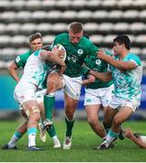9 July 2023; Paddy McCarthy of Ireland is tackled by Corne Beets and Paul de Villiers of South Africa during the U20 Rugby World Cup semi-final match between Ireland and South Africa at Athlone Sports Stadium in Cape Town, South Africa. Photo by Shaun Roy/Sportsfile