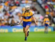 9 July 2023; Kate Harris, Kinnitty NS, Kinnitty, Offaly, representing Clare, during the GAA INTO Cumann na mBunscol Respect Exhibition Go Games at the GAA Hurling All-Ireland Senior Championship semi-final match between Kilkenny and Clare at Croke Park in Dublin. Photo by Ray McManus/Sportsfile