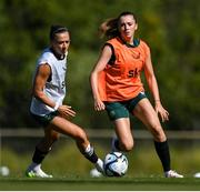 10 July 2023; Abbie Larkin, right, and Katie McCabe during a Republic of Ireland women training session at Underwood Park in Brisbane, Australia. Photo by Stephen McCarthy/Sportsfile