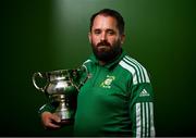 10 July 2023; Bonagee United FC manager Chris McNulty poses for a portrait at a media conference at the FAI HQ in Dublin ahead of the FAI Women's Amateur Cup Final on Sunday next, 15 July in Eamonn Deasy Park in Galway. Photo by David Fitzgerald/Sportsfile