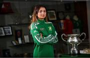 10 July 2023; Bronagh Gallagher of Bonagee United FC poses for a portrait at a media conference at the FAI HQ in Dublin ahead of the FAI Women's Amateur Cup Final on Sunday next, 15 July in Eamonn Deasy Park in Galway. Photo by David Fitzgerald/Sportsfile