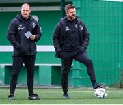 10 July 2023; Assistant manager Glenn Cronin, left, and sporting director Stephen McPhail during a Shamrock Rovers training session at Roadstone Group Sports Club in Dublin. Photo by Stephen Marken/Sportsfile