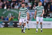 11 July 2023; Jack Byrne of Shamrock Rovers reacts after his side concede their first goal, scored by Damar Muminovic of Breidablik, not pictured, during the UEFA Champions League First Qualifying Round 1st Leg match between Shamrock Rovers and Breidablik at Tallaght Stadium in Dublin. Photo by Ben McShane/Sportsfile