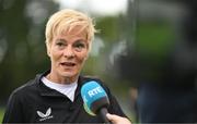 12 July 2023; Manager Vera Pauw speaks to media before a Republic of Ireland open training session at Meakin Park in Brisbane, Australia, ahead of the start of the FIFA Women's World Cup 2023. Photo by Stephen McCarthy/Sportsfile