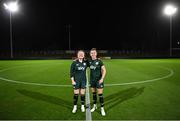 12 July 2023; Amber Barrett, left, and Claire O'Riordan after a Republic of Ireland open training session at Meakin Park in Brisbane, Australia, ahead of the start of the FIFA Women's World Cup 2023. Photo by Stephen McCarthy/Sportsfile