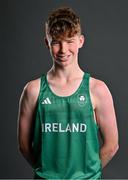13 July 2023; Seamus Clarke during a Team Ireland portrait session at the Olympic Federation of Ireland offices ahead of the 2023 Summer European Youth Olympic Festival, which takes place from 23rd to 29th July in Maribor, Slovenia. The Olympic Federation will have a team of 44 youth athletes competing across five sports at the multi-sport event. Photo by Brendan Moran/Sportsfile