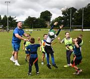 12 July 2023; Leinster player Ed Byrne during a Bank of Ireland Leinster Rugby summer camp at County Carlow FC in Carlow.  Photo by Harry Murphy/Sportsfile