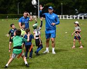 12 July 2023; Leinster players Rhys Ruddock and Ed Byrne during a Bank of Ireland Leinster Rugby summer camp at County Carlow FC in Carlow.  Photo by Harry Murphy/Sportsfile