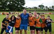 12 July 2023; Leinster player Ed Byrne with attendees during a Bank of Ireland Leinster Rugby summer camp at County Carlow FC in Carlow.  Photo by Harry Murphy/Sportsfile