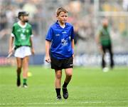 8 July 2023; Referee Will Phelan, from St Saviour's NS, Rathdrum, Wicklow, during the GAA INTO Cumann na mBunscol Respect Exhibition Go Games at the GAA Hurling All-Ireland Senior Championship semi-final match between Limerick and Galway at Croke Park in Dublin. Photo by Piaras Ó Mídheach/Sportsfile