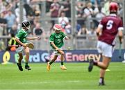 8 July 2023; Donal Devlin, Saint John's, Moy, Tyrone, representing Limerick, during the GAA INTO Cumann na mBunscol Respect Exhibition Go Games at the GAA Hurling All-Ireland Senior Championship semi-final match between Limerick and Galway at Croke Park in Dublin. Photo by Piaras Ó Mídheach/Sportsfile