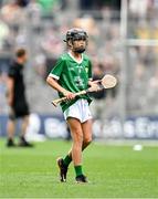 8 July 2023; Brian Gallagher, Banada NS, Tourlestrane, Sligo, representing Limerick, during the GAA INTO Cumann na mBunscol Respect Exhibition Go Games at the GAA Hurling All-Ireland Senior Championship semi-final match between Limerick and Galway at Croke Park in Dublin. Photo by Piaras Ó Mídheach/Sportsfile