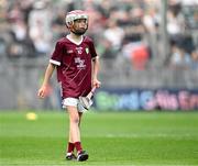 8 July 2023; Cierán King, Taugheen NS, Claremorris, Mayo, representing Galway, during the GAA INTO Cumann na mBunscol Respect Exhibition Go Games at the GAA Hurling All-Ireland Senior Championship semi-final match between Limerick and Galway at Croke Park in Dublin. Photo by Piaras Ó Mídheach/Sportsfile