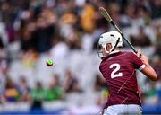 8 July 2023; James Flood, Borris NS, Borris, Carlow, representing Galway, during the GAA INTO Cumann na mBunscol Respect Exhibition Go Games at the GAA Hurling All-Ireland Senior Championship semi-final match between Limerick and Galway at Croke Park in Dublin. Photo by Piaras Ó Mídheach/Sportsfile