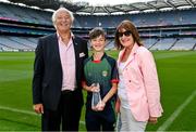 14 July 2023; Poc Fada Hall of Fame 2023 recipient Pat Hartigan with family during the launch of the M. Donnelly MyClubShop.ie Poc Fada at Croke Park in Dublin. Photo by Ben McShane/Sportsfile