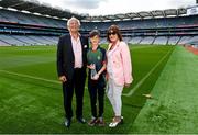 14 July 2023; Poc Fada Hall of Fame 2023 recipient Pat Hartigan with family during the launch of the M. Donnelly MyClubShop.ie Poc Fada at Croke Park in Dublin. Photo by Ben McShane/Sportsfile