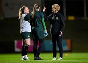 13 July 2023; Manager Vera Pauw with Amber Barrett, left, and Megan Walsh during a Republic of Ireland training session at Meakin Park in Brisbane, Australia, ahead of the start of the FIFA Women's World Cup 2023. Photo by Stephen McCarthy/Sportsfile