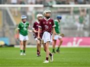8 July 2023; Daithi Ó Ciaráin, Scoil Aonghusa, Drogheda, Louth, representing Galway, during the GAA INTO Cumann na mBunscol Respect Exhibition Go Games at the GAA Hurling All-Ireland Senior Championship semi-final match between Limerick and Galway at Croke Park in Dublin. Photo by Piaras Ó Mídheach/Sportsfile