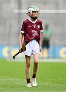 8 July 2023; Darragh Ball, Scoil Assaim BNS, Raheny, Dublin, representing Galway, during the GAA INTO Cumann na mBunscol Respect Exhibition Go Games at the GAA Hurling All-Ireland Senior Championship semi-final match between Limerick and Galway at Croke Park in Dublin. Photo by Piaras Ó Mídheach/Sportsfile