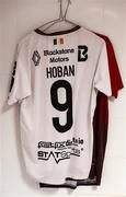 13 July 2023; The jersey of Patrick Hoban hangs in the Dundalk dressing room before the UEFA Europa Conference League First Qualifying Round 1st Leg match between FC Bruno's Magpies and Dundalk at Victoria Stadium in Gibraltar. Photo by Gerry Scully/Sportsfile