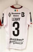13 July 2023; The jersey of Darragh Leahy hangs in the Dundalk dressing room before the UEFA Europa Conference League First Qualifying Round 1st Leg match between FC Bruno's Magpies and Dundalk at Victoria Stadium in Gibraltar. Photo by Gerry Scully/Sportsfile