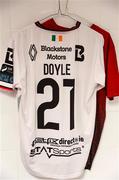 13 July 2023; The jersey of Paul Doyle hangs in the Dundalk dressing room before the UEFA Europa Conference League First Qualifying Round 1st Leg match between FC Bruno's Magpies and Dundalk at Victoria Stadium in Gibraltar. Photo by Gerry Scully/Sportsfile