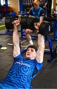 13 July 2023; Cormac Foley during a Leinster rugby gym session at the Ken Wall Centre of Excellence in Dublin. Photo by Harry Murphy/Sportsfile